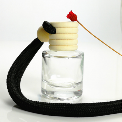 Empty glass car diffuser bottle wooden cap hanging car perfume glass pendant 8ml