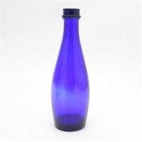 Linlang shanghai customize cobalt blue color crystal water bottle 330ml bottle with screw cap